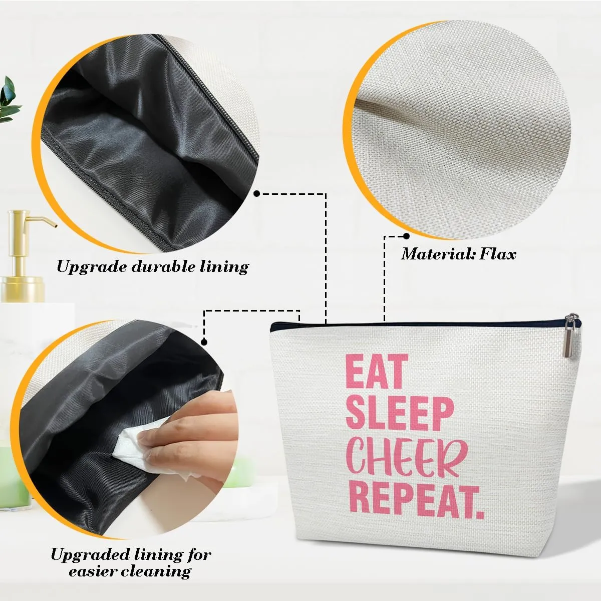 Cheer Makeup Bag, Cosmetic Cheerleading Bags For Cheerleaders, Team Party Favors, Travel Pouch For Teen Girls Women, Teammates Accessories