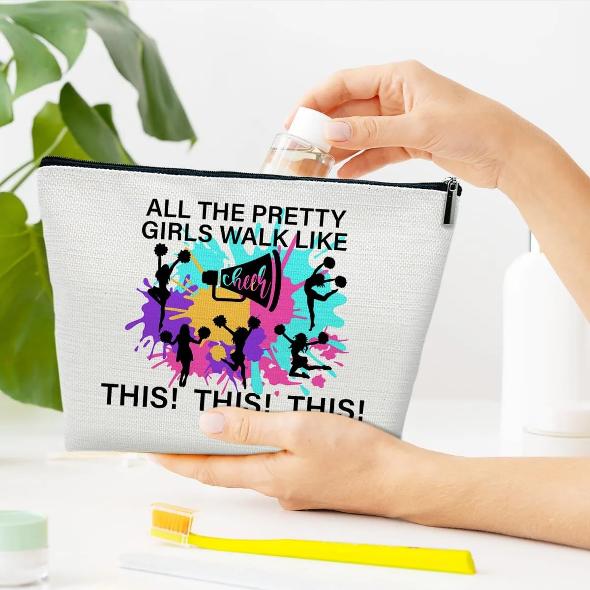 Cheerleading Gifts Makeup Bag, Gifts For Women Cheerleaders Teammate, Bag Stuff, Portable Travel Pouch, All The Pretty Girls Walk Like Cheer This This