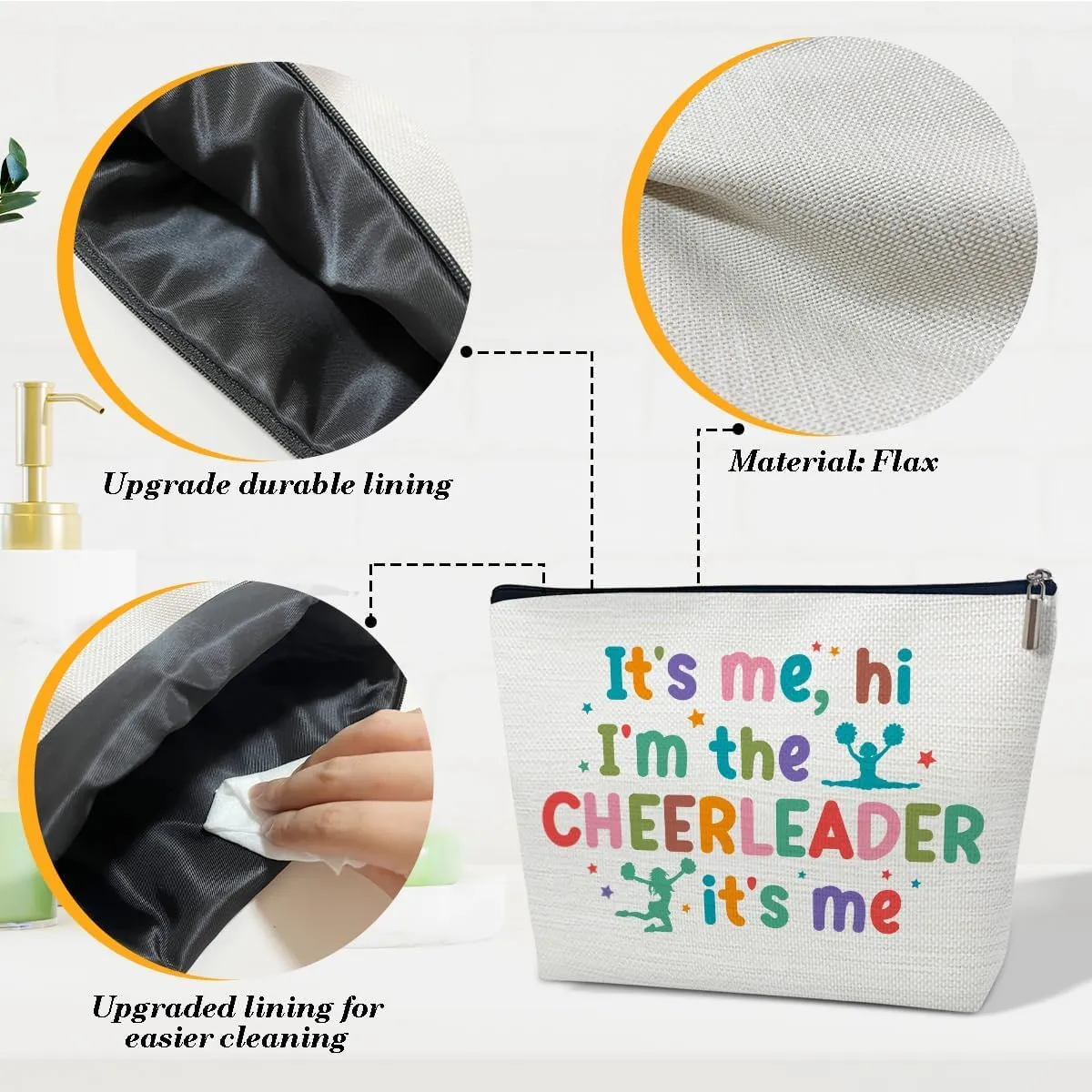 Cheerleading Gifts Makeup Bag, Gifts For Women Teammate Female Friend, Cheer Stuff, Portable Travel Cosmetic Bag, It'S Me Hi I'M The Cheerleader