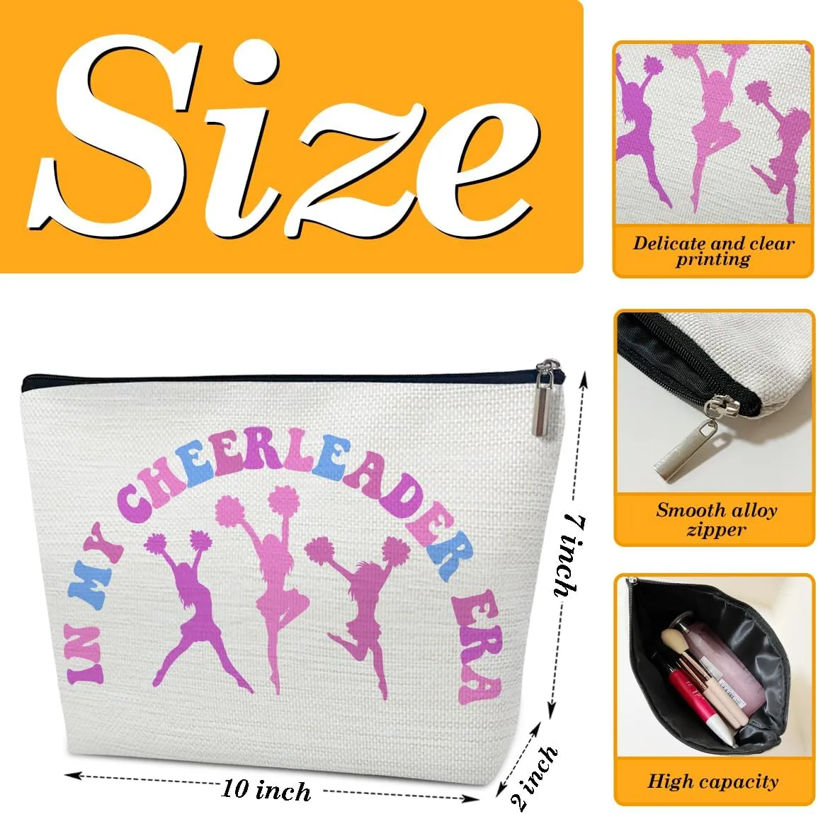 Cheerleading Makeup Bag, Cheer Bag Cheerleader Gifts, Accessories and Stuff For Birthday, Friendship Gifts For Her Female Friend