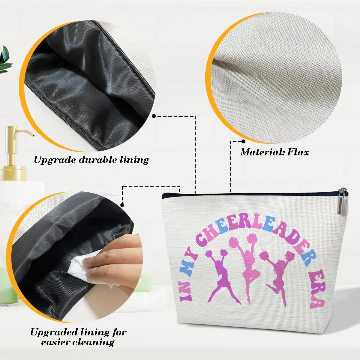 Cheerleading Makeup Bag, Cheer Bag Cheerleader Gifts, Accessories and Stuff For Birthday, Friendship Gifts For Her Female Friend