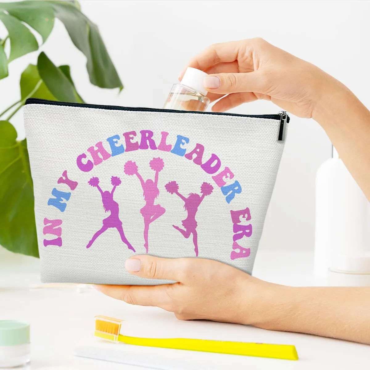 Cheerleading Makeup Bag, Cheer Bag Cheerleader Gifts, Accessories and Stuff For Birthday, Friendship Gifts For Her Female Friend