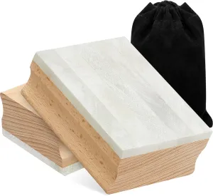 Chivao 2 Set Bowling Shoe Slide Stone with Velvet Bags, Wood Handle Bowling Slide Powder and Easy to Rub on Your Soles Easy Slide Bowling Powder Bowling Accessories, Black