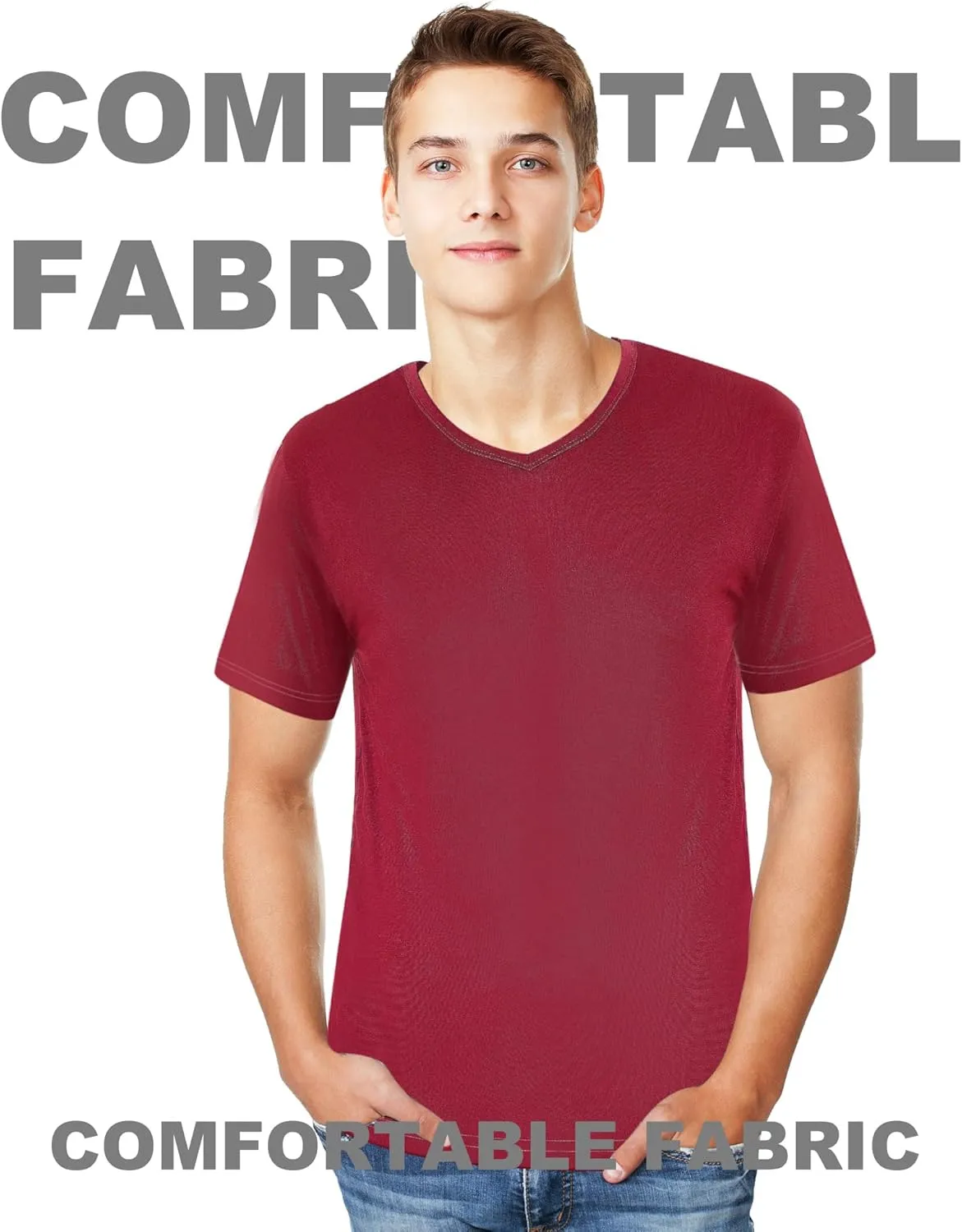 Chuarry 10 Pack Men's V Neck T Shirt Short Sleeve Bulk Soft Solid Tees Basic Quick Dry Slim Fit Undershirts for Men
