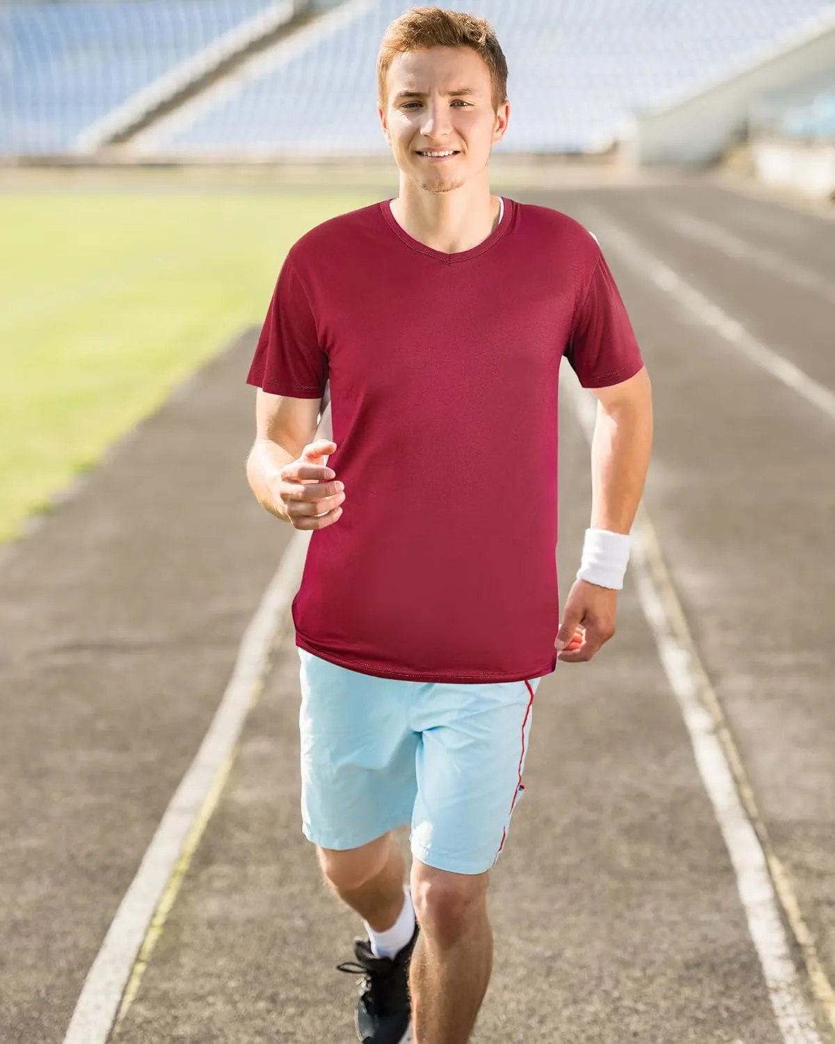 Chuarry 10 Pack Men's V Neck T Shirt Short Sleeve Bulk Soft Solid Tees Basic Quick Dry Slim Fit Undershirts for Men