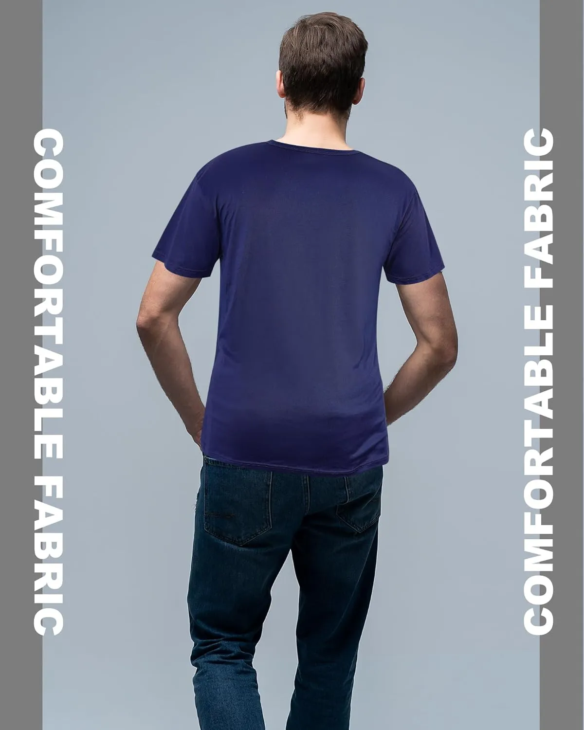 Chuarry 10 Pack Men's V Neck T Shirt Short Sleeve Bulk Soft Solid Tees Basic Quick Dry Slim Fit Undershirts for Men