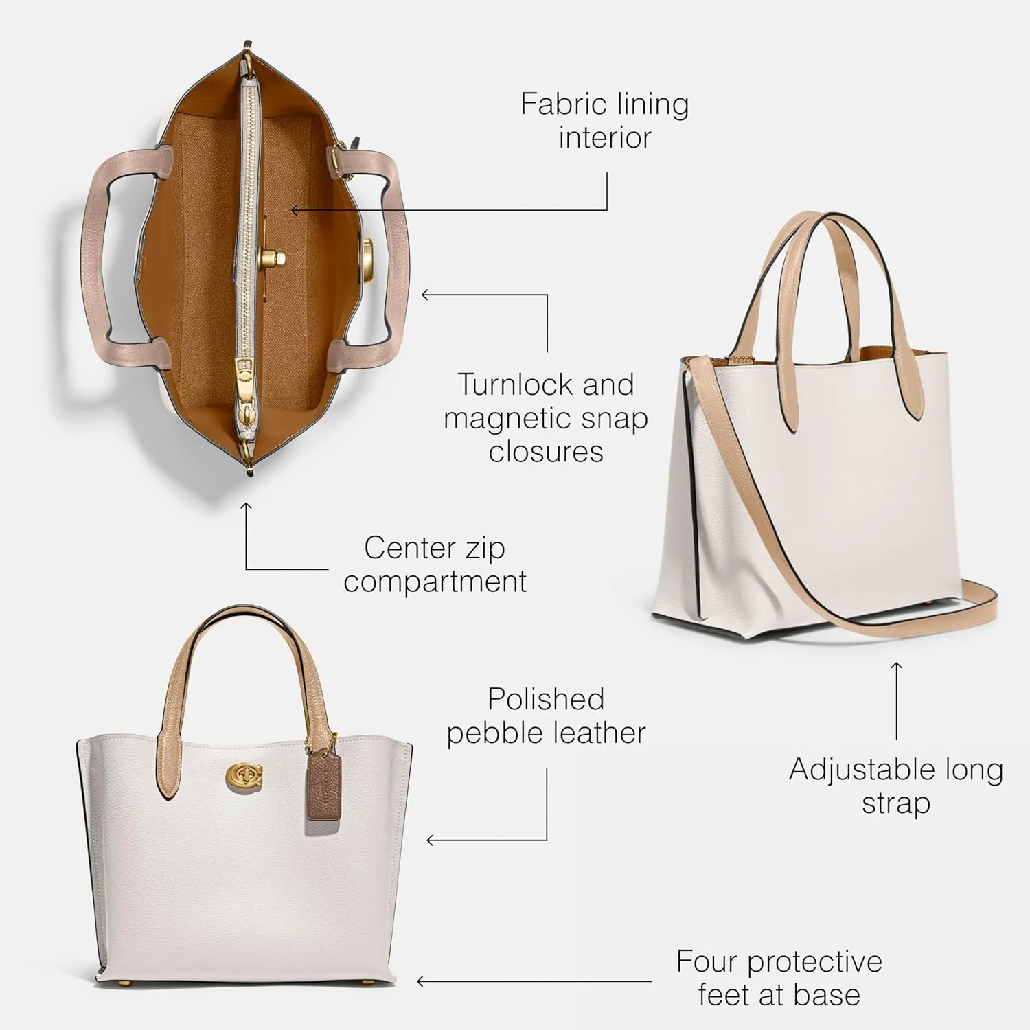 Coach Color-Block Leather Willow Tote 24