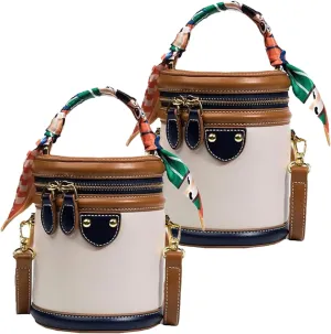Colorblock Bucket Bag For Women, 2025 New Summer Niche Design Cylinder Bag, Fashion Versatile Crossbody, for Women