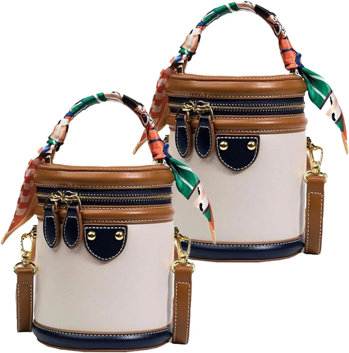 Colorblock Bucket Bag For Women, 2025 New Summer Niche Design Cylinder Bag, Fashion Versatile Crossbody, for Women