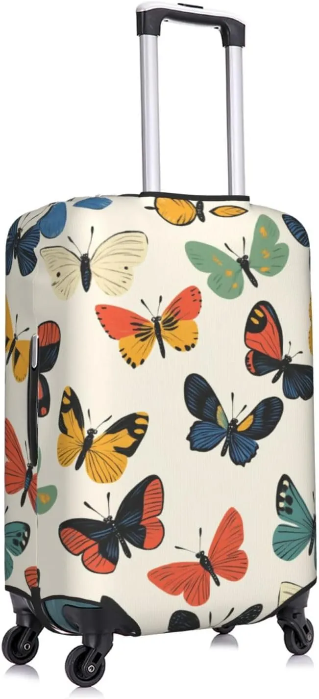 Colorful Butterflies Retro Luggage Cover Suitcase Cover Protector Travel Suitcase Cover