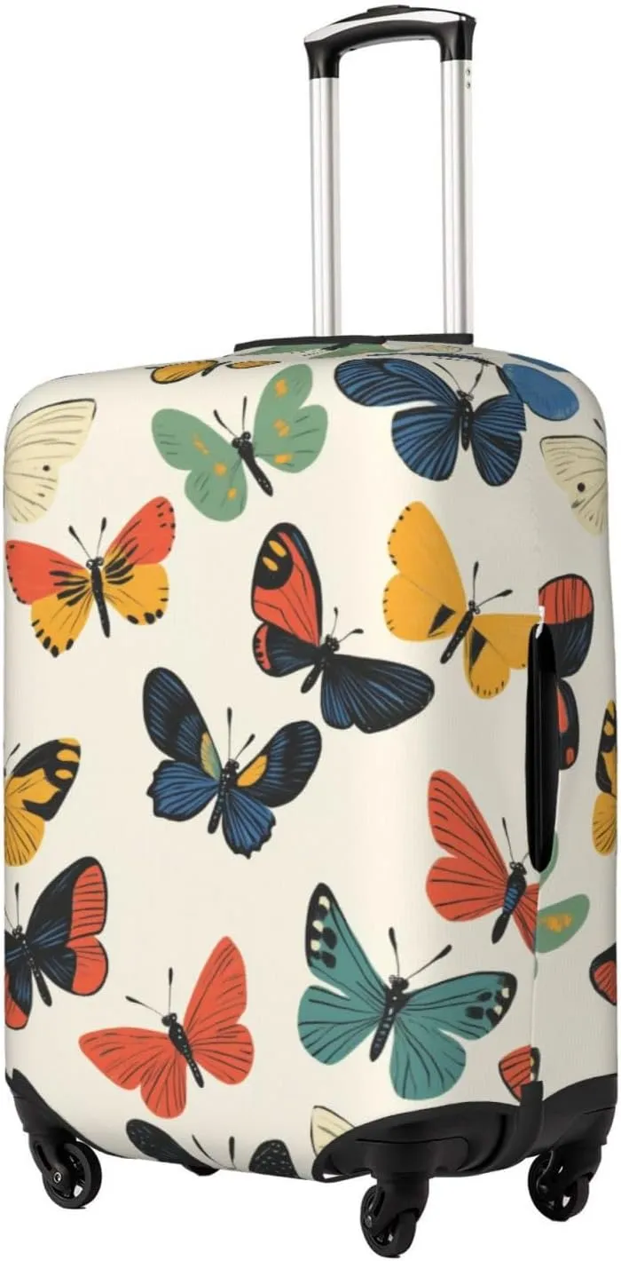 Colorful Butterflies Retro Luggage Cover Suitcase Cover Protector Travel Suitcase Cover