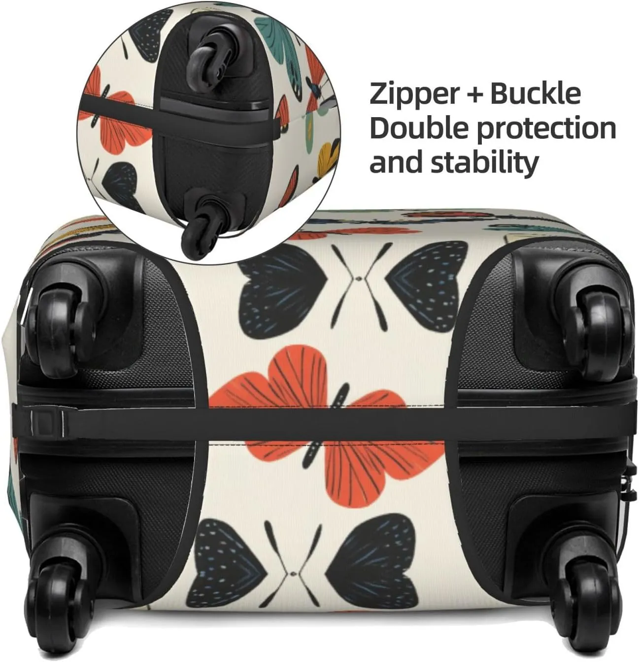 Colorful Butterflies Retro Luggage Cover Suitcase Cover Protector Travel Suitcase Cover