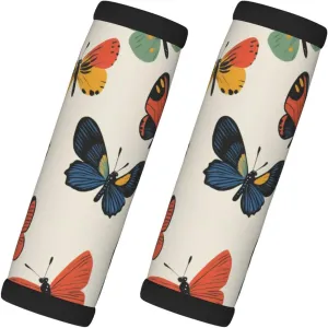 Colorful Butterflies Retro Luggage Handles Wrap Grips For Suitcases Luggage Travel Accessories For Airplane 2pcs