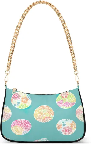 Colorful Decorated Eggs Blue Small Women's Purse, Trendy Handbags