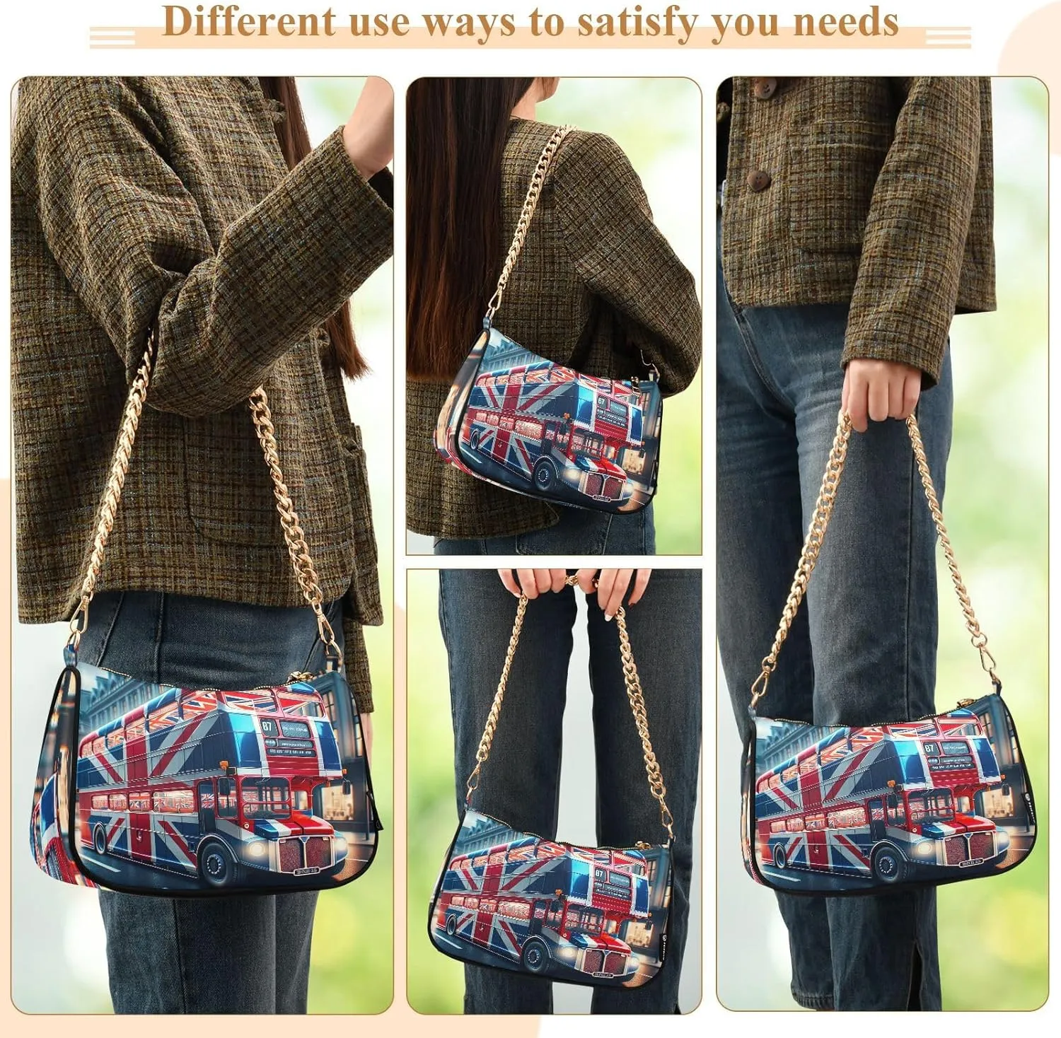 Colorful Leaf Shoulder Bag with Zipper, Crossbody Bags for Women Trendy