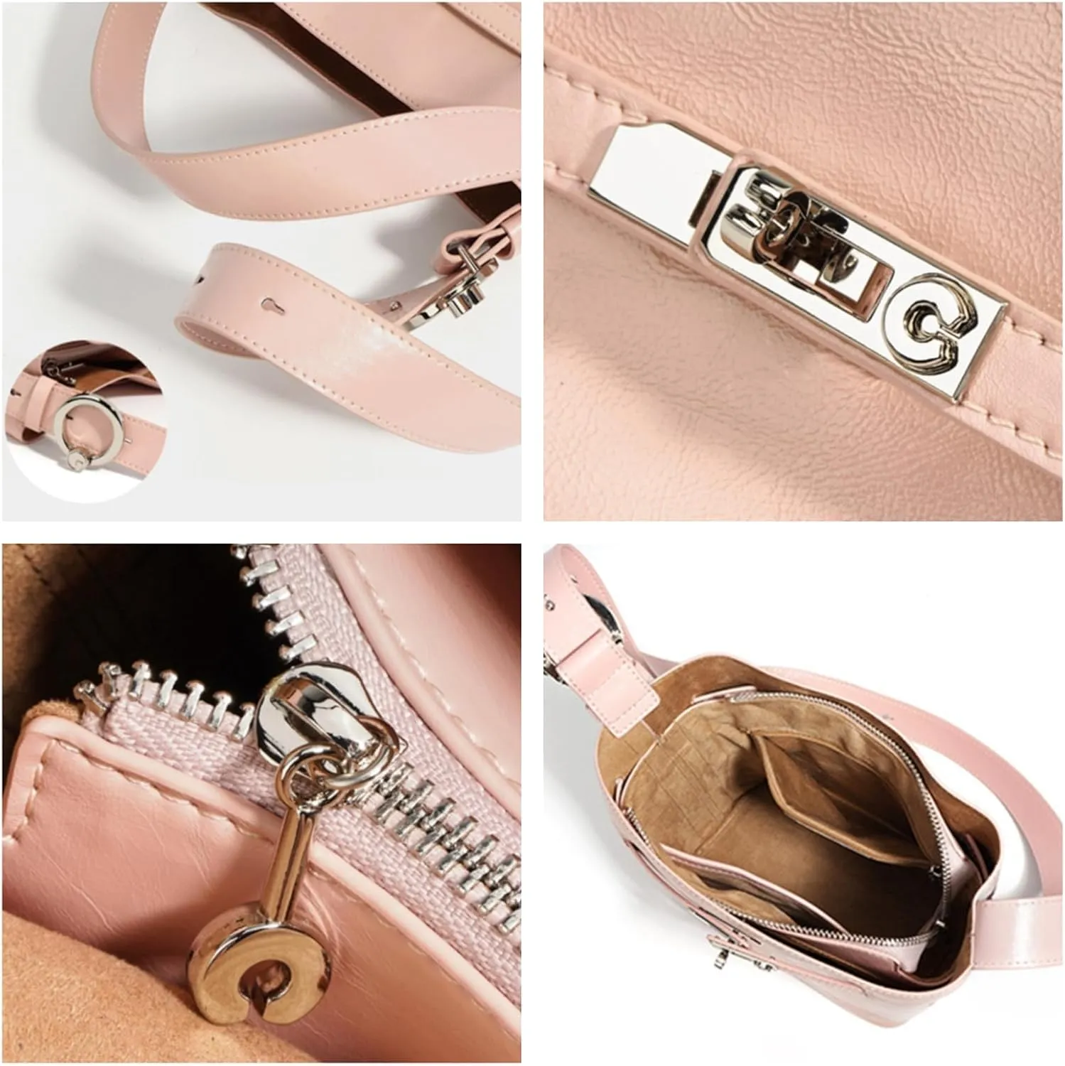 Crossbody And Handbags for Women Square Trendy Bucket Bag with Adjustable Strap,Pink