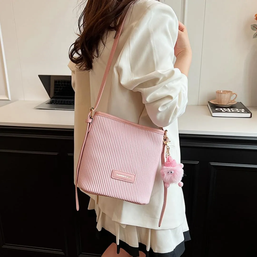 Crossbody Bag for Women,Color-Blocked Bucket Bag - Versatile, Casual, Adjustable Strap, Work Beach Travel