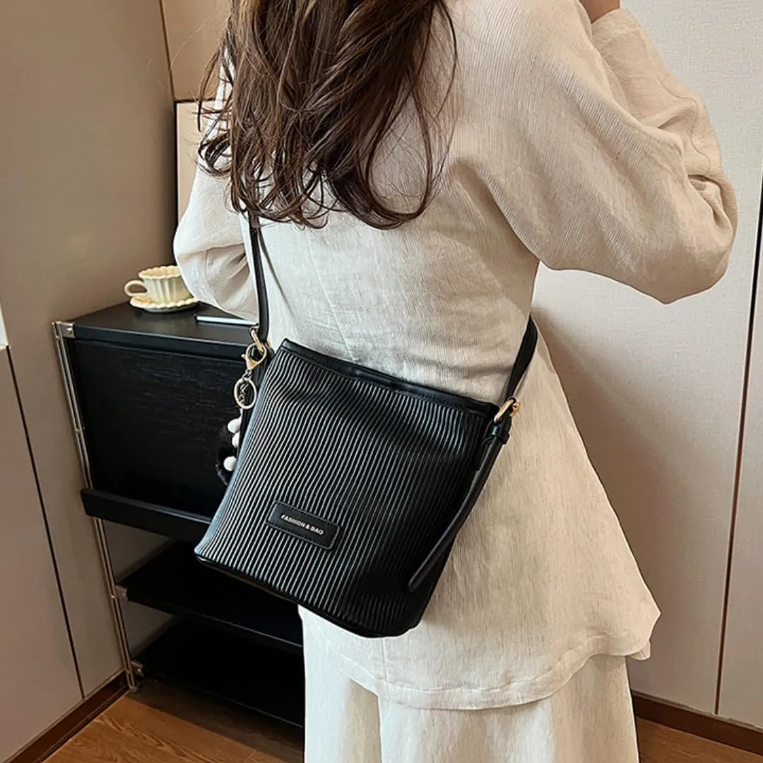 Crossbody Bag for Women,Color-Blocked Bucket Bag - Versatile, Casual, Adjustable Strap, Work Beach Travel