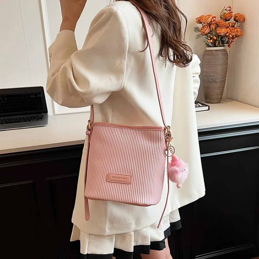 Crossbody Bag for Women,Color-Blocked Bucket Bag - Versatile, Casual, Adjustable Strap, Work Beach Travel