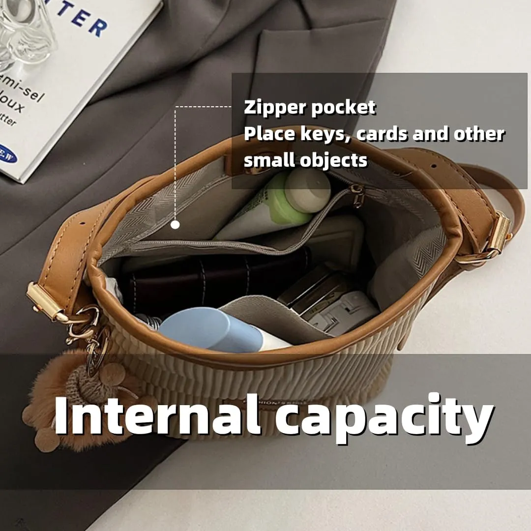 Crossbody Bag for Women,Color-Blocked Bucket Bag - Versatile, Casual, Adjustable Strap, Work Beach Travel