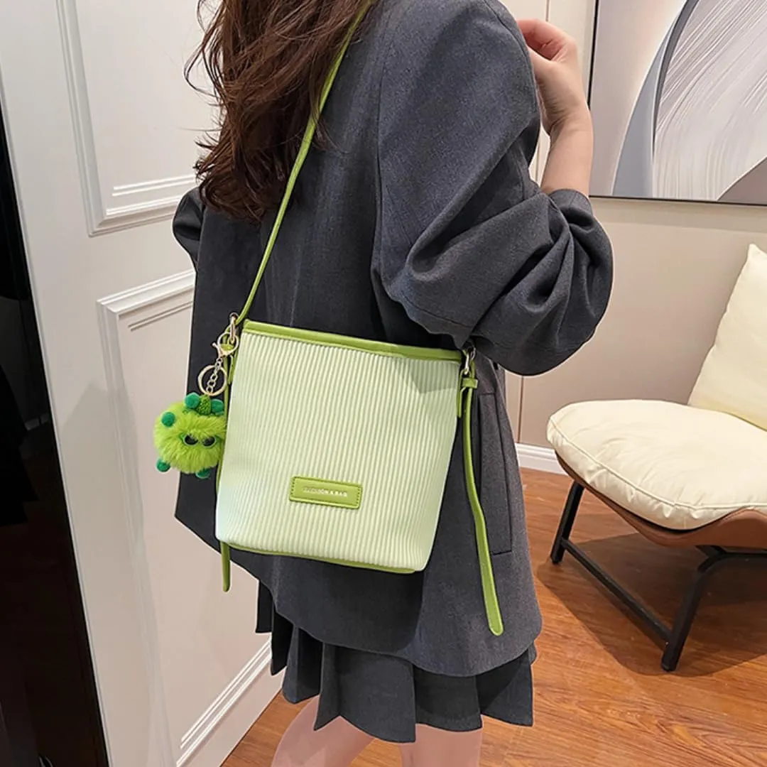 Crossbody Bag for Women,Color-Blocked Bucket Bag - Versatile, Casual, Adjustable Strap, Work Beach Travel