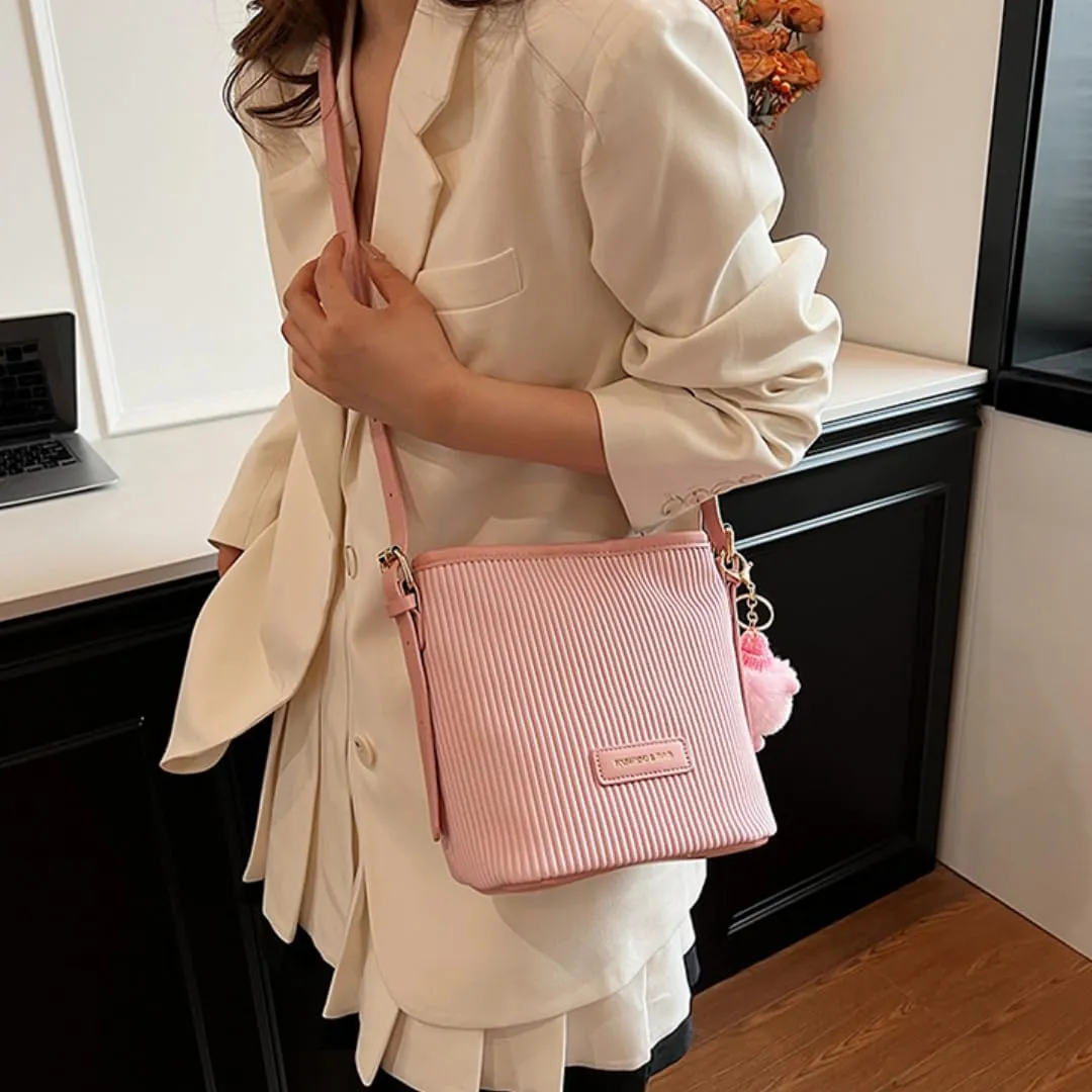 Crossbody Bag for Women,Color-Blocked Bucket Bag - Versatile, Casual, Adjustable Strap, Work Beach Travel