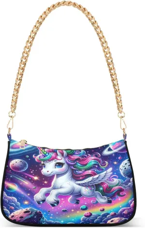 Cute Cartoon Unicorn Galaxy Space Mini Shoulder Purse, Shoulder Bag for Women Trendy