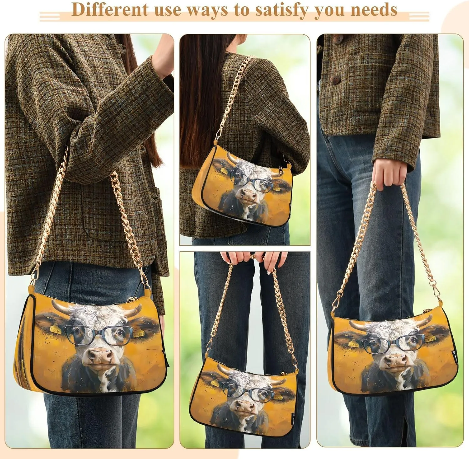 Cute Pig Window Brown Woman Tote Bag Purse, Trendy Bag