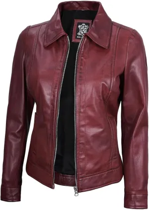 Decrum Womens Leather Jacket - Fashion Real Lambskin Leather Jackets for Women