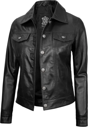 Decrum Womens Leather Jacket - Fashion Real Lambskin Leather Jackets for Women