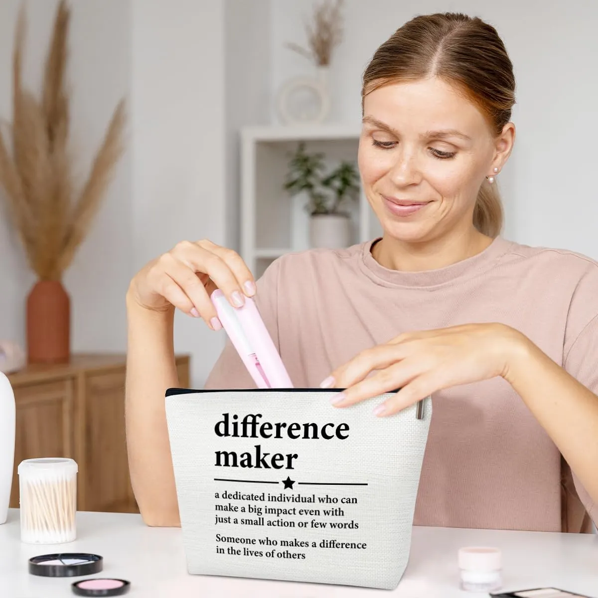 Difference Maker Gift Makeup Bag, Thank You Appreciation Retirement Gifts for Boss Lady Mentor Teacher Leader Coach Coworkers, Difference Maker Cosmetic Bags for Purse