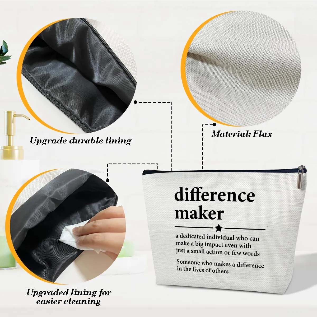 Difference Maker Gift Makeup Bag, Thank You Appreciation Retirement Gifts for Boss Lady Mentor Teacher Leader Coach Coworkers, Difference Maker Cosmetic Bags for Purse