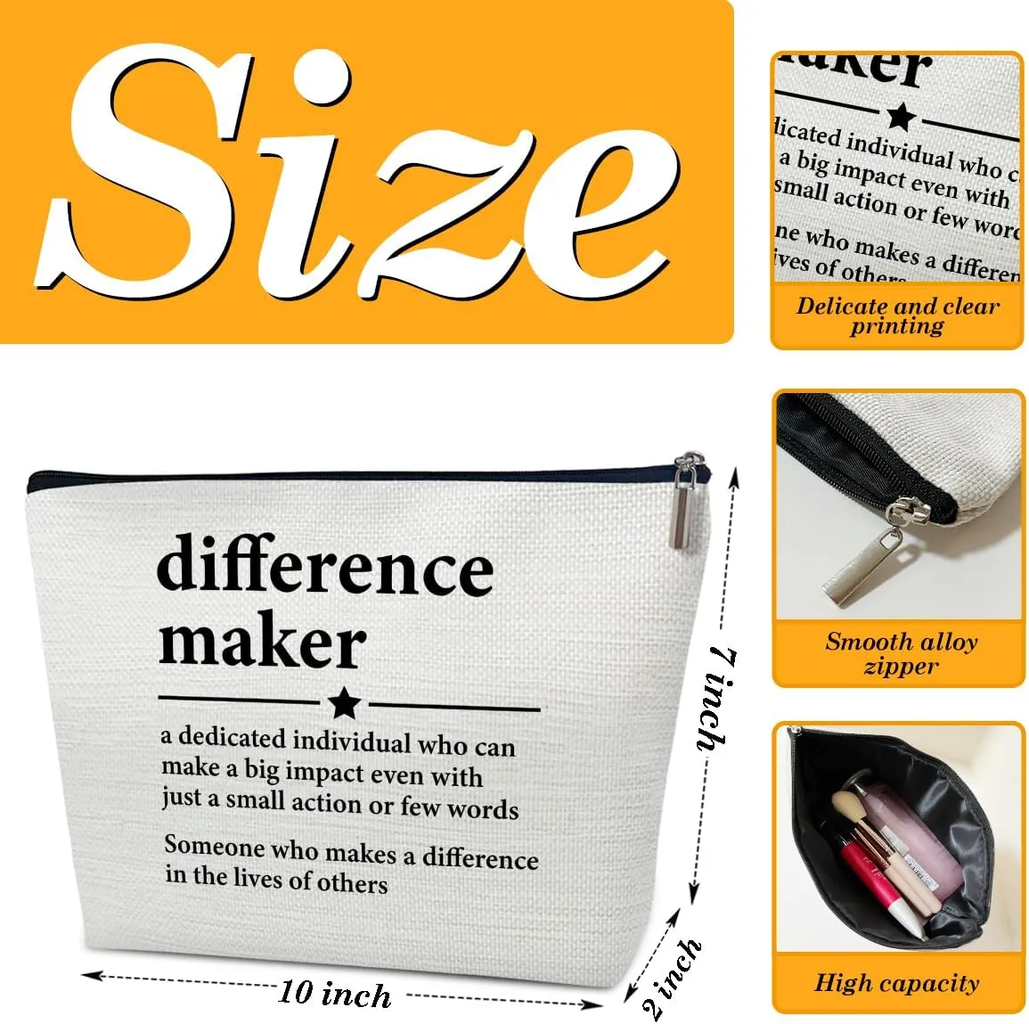 Difference Maker Gift Makeup Bag, Thank You Appreciation Retirement Gifts for Boss Lady Mentor Teacher Leader Coach Coworkers, Difference Maker Cosmetic Bags for Purse
