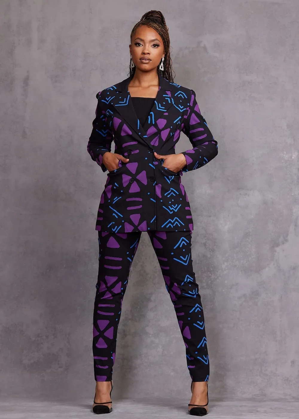 D'IYANU | African Blazer or Pants Suit for Women  Elegant African Attire  Stretch Jacket or Pants  Regular & Plus Sizes