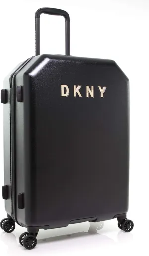 DKNY Metal Logo Upright Hardside Luggage 26", Black