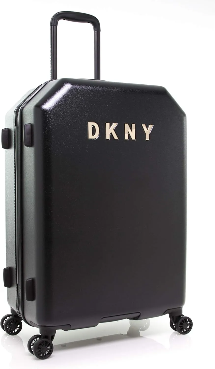 DKNY Metal Logo Upright Hardside Luggage 26", Black