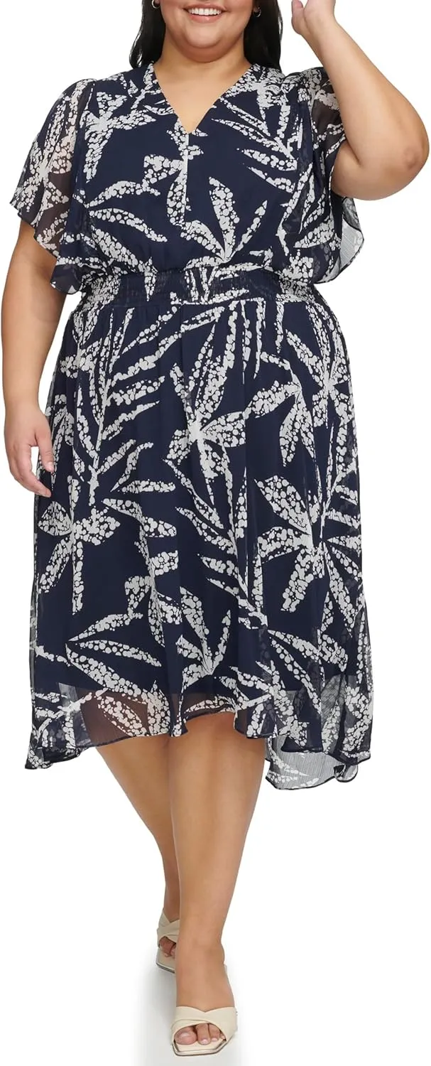 DKNY Women's Jewel Neck Scuba Crepe Dress