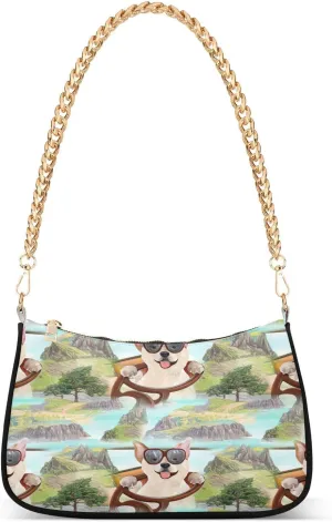 Dog Wearing Sunglasses Women's Small Purse, Trendy Handbag