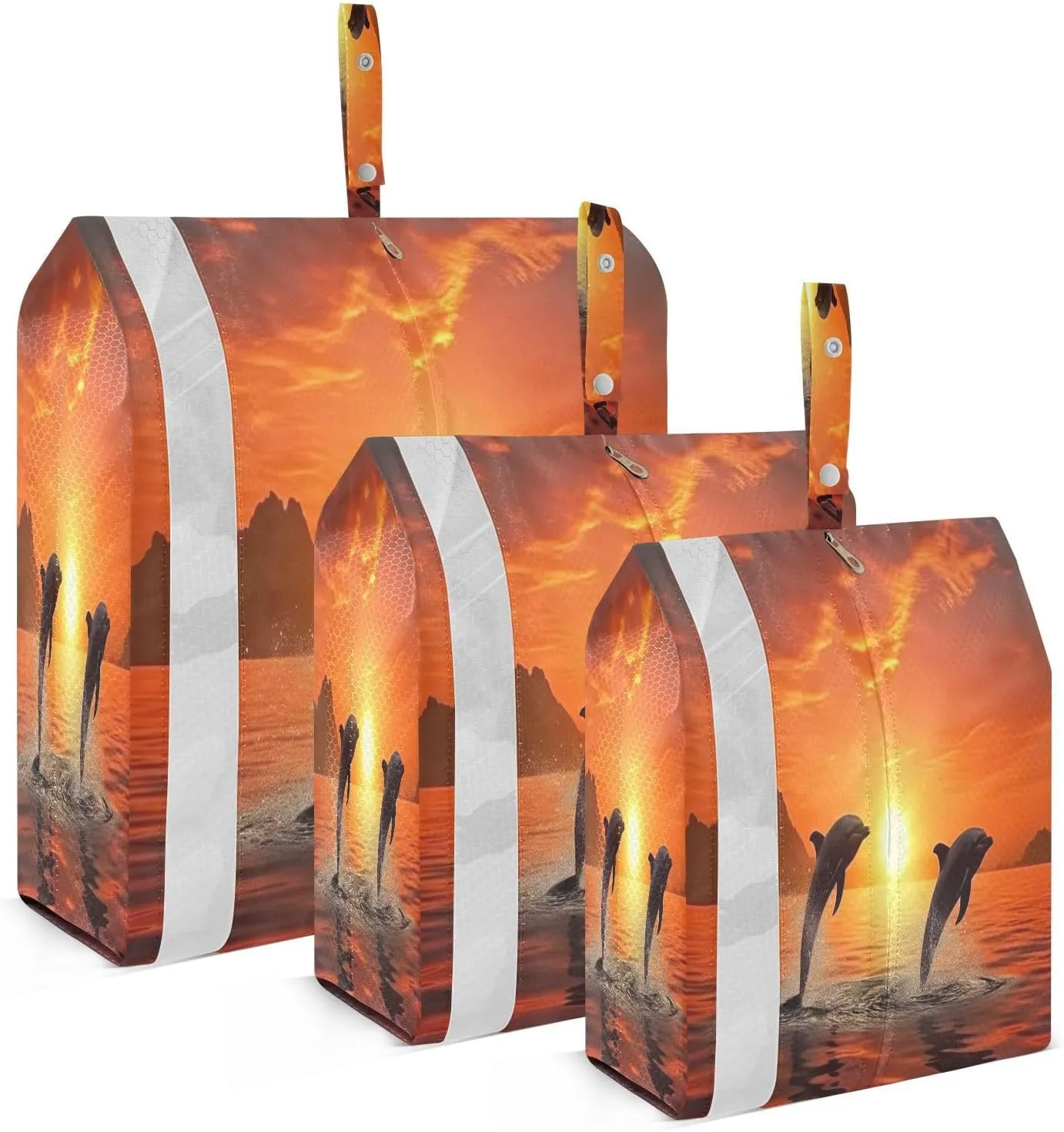 Dolphins Sunset Ocean Packing Cubes for Travel 3 Set Large Packing Cubes Luggage Cubes for Easy Packing