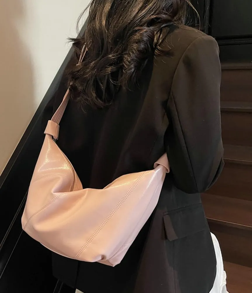 Dumpling Shoulder Bag for Women Trendy Crossbody Purse PU Leather Purse with Wide Strap