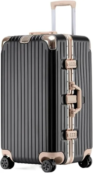 Durable Hard Shell Travel Suitcase with Aluminum Frame | Wide Handle & Spinner Wheels for Easy Mobility(Silver,24inch)