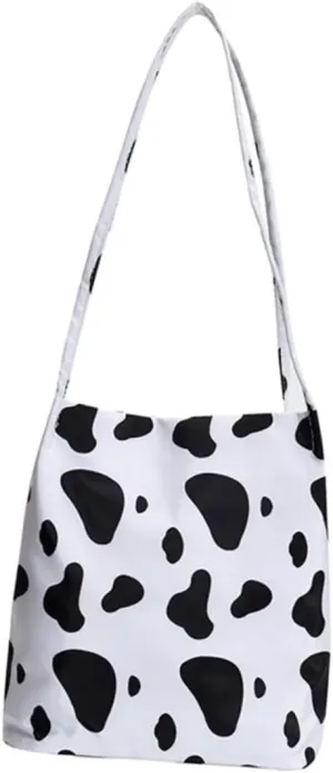 Elegant Casual Bag Milk Cow Pattern Hand Shoulder Bag for Shopping Travel