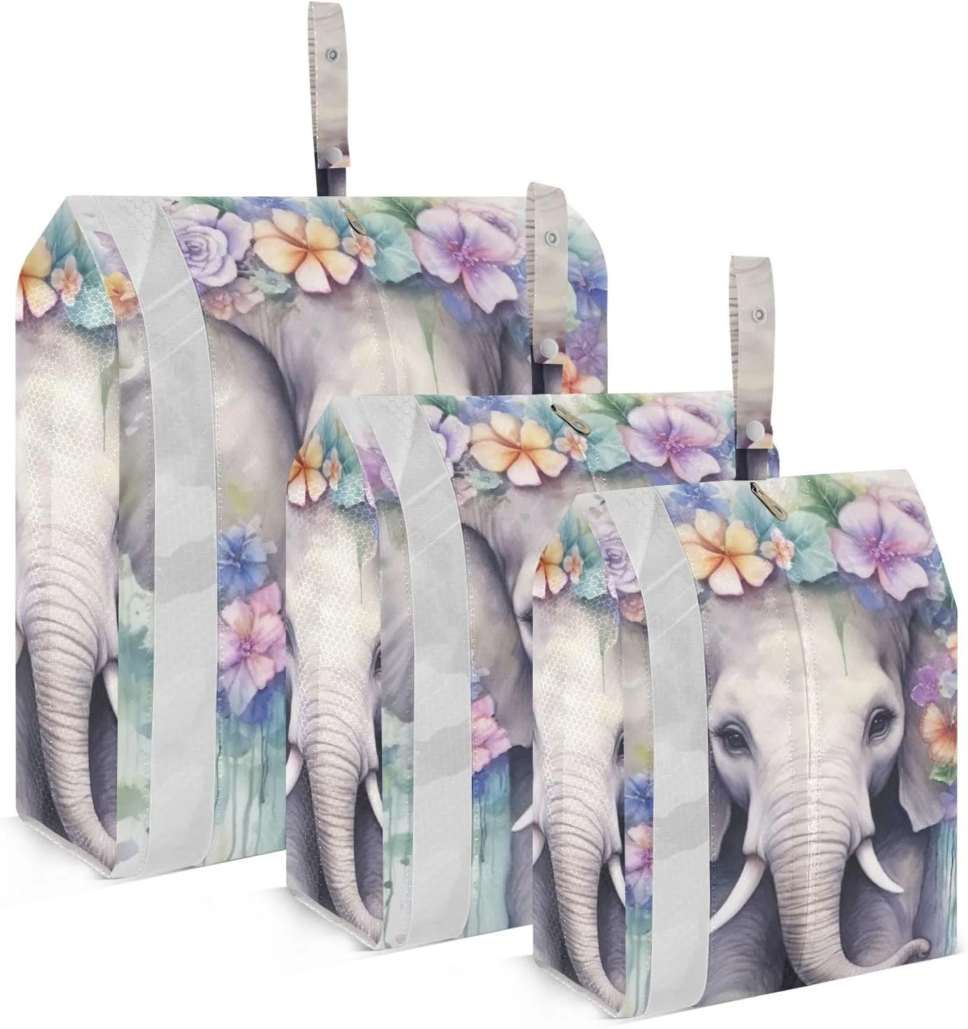 Elephant Packing Cubes Set of 3, Lightweight Travel Luggage Organizers Foldable Bags for Easy Packing and Organization
