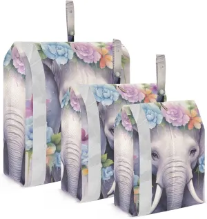 Elephant Packing Cubes Set of 3, Lightweight Travel Luggage Organizers Foldable Bags for Easy Packing and Organization