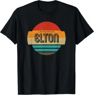 Elton Name Retro Vintage Sunset Limited Edition T-Shirt