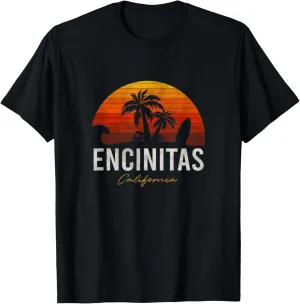 Encinitas California CA Palms Surf Sunset Vintage T-Shirt