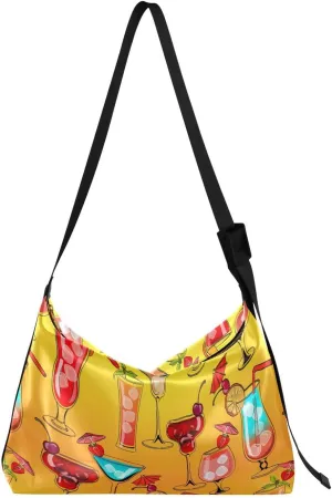 Exotic Fresh Cocktails Hobo Crossbody Bags for Women Leather Large Shoulder Bag Cross Body Trendy Womens Tote Bags Handbag for Travel Shopping