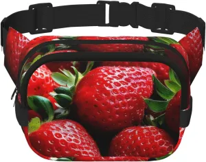 Fanny Pack For Women Men Waterproof Adjustable Belt Bags Waist Pack Fashion Crossbody Bags Fresh Strawberries Bum Bag For Running Workout Hiking Traveling