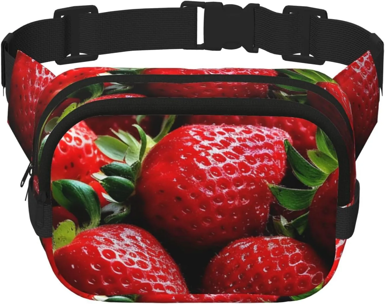Fanny Pack For Women Men Waterproof Adjustable Belt Bags Waist Pack Fashion Crossbody Bags Fresh Strawberries Bum Bag For Running Workout Hiking Traveling