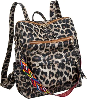 Fashion Canvas Leopard Backpack School Bag for Students Sturdy Pu Material Easy to Clean
